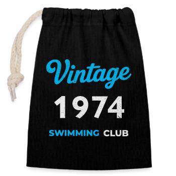 Millésime 1974 – Année de naissance rétro du club de natation - Sac cadeau en coton avec cordon (14 x 20 cm) - noir - Devant