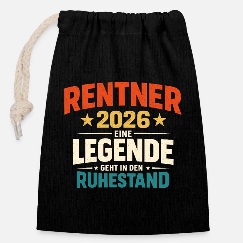 Rentner 2026 Legende Ruhestand Abschiedsgeschenk - Verschließbarer Geschenkbeutel aus Baumwolle (14x20cm) - Schwarz