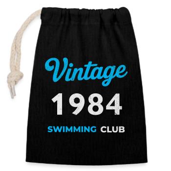 Vintage 1984 – Swimming Club Retro Birth Year - Closable cotton gift bag (14x20cm) - black - Front