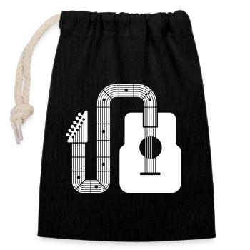 Minimalistische Akustikgitarre mit abstrakter Form - Verschließbarer Geschenkbeutel aus Baumwolle (14x20cm) - Schwarz - Vorne
