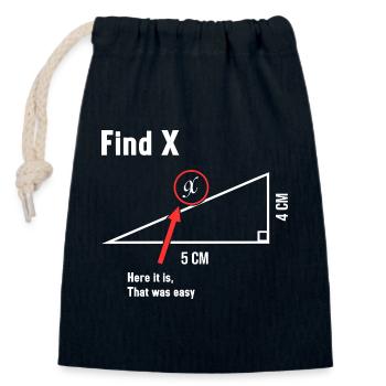 Trouver X Math Lover Mathématicien Professeur de mathématiques - Sac cadeau en coton avec cordon (14 x 20 cm) - bleu marine - Devant