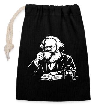 Karl Marx Kaffee-Moment - Verschließbarer Geschenkbeutel aus Baumwolle (14x20cm) - Schwarz - Vorne