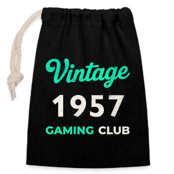 Vintage 1957 – Année de naissance rétro du Gaming Club - Sac cadeau en coton avec cordon (14 x 20 cm) - noir - Devant