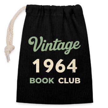 Cadeau rétro de l’année de naissance vintage du club de lecture de 1964 - Sac cadeau en coton avec cordon (14 x 20 cm) - noir - Devant