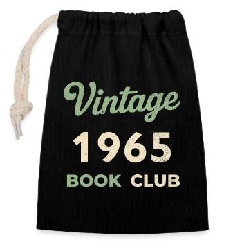 Cadeau rétro d’année de naissance vintage du club de lecture de 1965 - Sac cadeau en coton avec cordon (14 x 20 cm) - noir - Devant