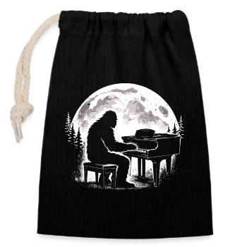 Bigfoot, pianiste - Sac cadeau en coton avec cordon (14 x 20 cm) - noir - Devant