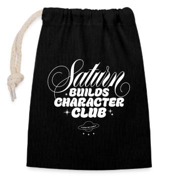 Saturn formt Charakter Club - Verschließbarer Geschenkbeutel aus Baumwolle (14x20cm) - Schwarz - Vorne