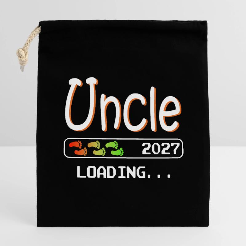 Werdender Onkel 2027 loading ich werde Onkel Verschließbarer Geschenkbeutel aus Baumwolle (14x20cm)
