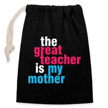 Great Teacher Mom Shirt – Geschenkidee - Verschließbarer Geschenkbeutel aus Baumwolle (14x20cm) - Schwarz - Vorne