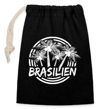 Ferien Brasilien - Verschließbarer Geschenkbeutel aus Baumwolle (14x20cm) - Schwarz - Vorne