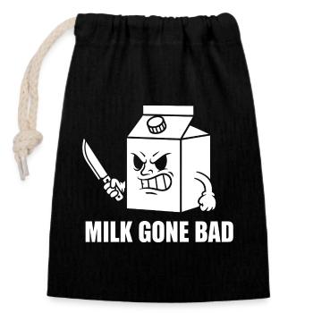Milk Rotten Rage Cartoon - Closable cotton gift bag (14x20cm) - black - Front