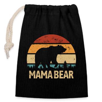 Mama Bear - Muttertag - Vintage Geschenk - Verschließbarer Geschenkbeutel aus Baumwolle (14x20cm) - Schwarz - Vorne