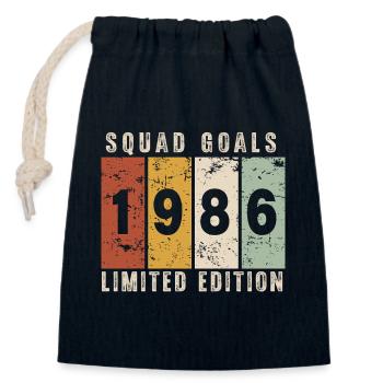 anniversaire 1986 - 40 ans - Sac cadeau en coton avec cordon (14 x 20 cm) - bleu marine - Devant