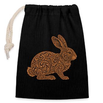 Hare - Closable cotton gift bag (14x20cm) - black - Front