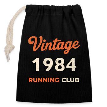 Vintage 1984 Running Club Birthday Gift Idea - Closable cotton gift bag (14x20cm) - black - Front