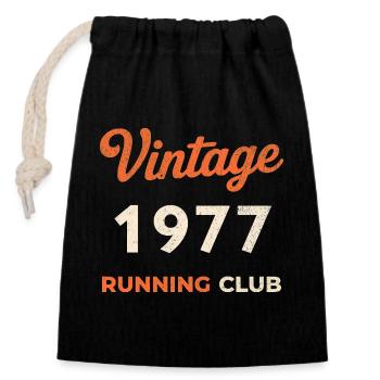 Vintage 1977 Running Club Geburtstag Geschenkidee - Verschließbarer Geschenkbeutel aus Baumwolle (14x20cm) - Schwarz - Vorne
