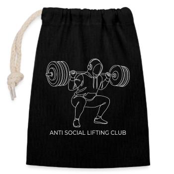 Anti Social Lifting Club Gym - Closable cotton gift bag (14x20cm) - black - Front