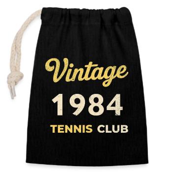 Vintage 1984 Tennis Club Retro Birthday Gift - Closable cotton gift bag (14x20cm) - black - Front