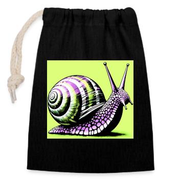 Snail - Closable cotton gift bag (14x20cm) - black - Front