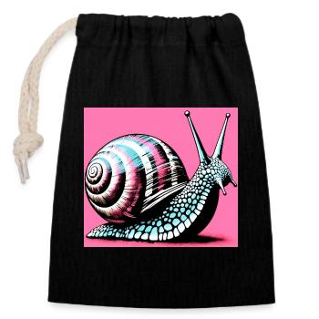 Schnecke - Verschließbarer Geschenkbeutel aus Baumwolle (14x20cm) - Schwarz - Vorne