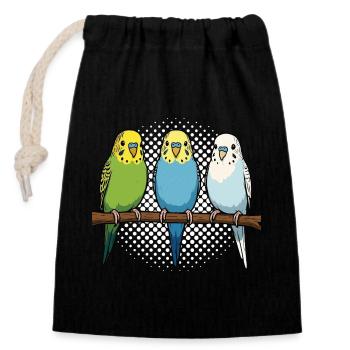 Propriétaires de perruches ondulées Propriétaires de perruches ondulées - Sac cadeau en coton avec cordon (14 x 20 cm) - noir - Devant