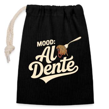 Al Dente Mood | Diction des pâtes - Sac cadeau en coton avec cordon (14 x 20 cm) - noir - Devant