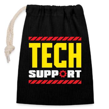 Tech Support Mitarbeiter Zahnrad Industrial - Verschließbarer Geschenkbeutel aus Baumwolle (14x20cm) - Schwarz - Vorne