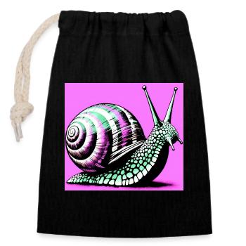 Snail - Closable cotton gift bag (14x20cm) - black - Front