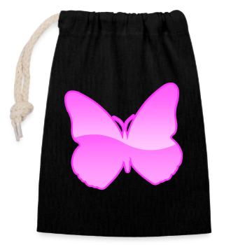 Schmetterling - Verschließbarer Geschenkbeutel aus Baumwolle (14x20cm) - Schwarz - Vorne