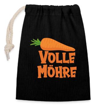 Volle Möhre - Verschließbarer Geschenkbeutel aus Baumwolle (14x20cm) - Schwarz - Vorne