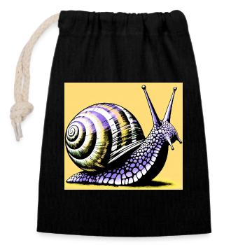 Snail - Closable cotton gift bag (14x20cm) - black - Front