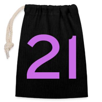 21 - Closable cotton gift bag (14x20cm) - black - Front