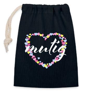 Courageous Courage Encourager - Pastel Heart - Closable cotton gift bag (14x20cm) - navy - Front