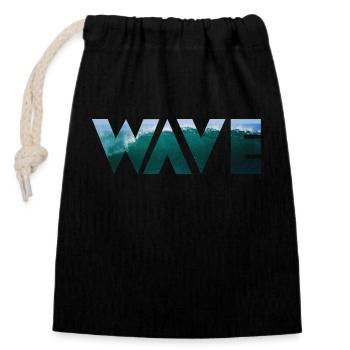 Wave - Welle - Closable cotton gift bag (14x20cm) - black - Front