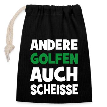 Golf - Verschließbarer Geschenkbeutel aus Baumwolle (14x20cm) - Schwarz - Vorne