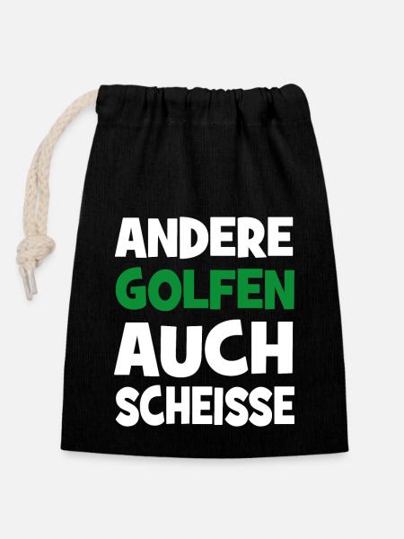 Golf - Verschließbarer Geschenkbeutel aus Baumwolle (14x20cm) - Schwarz