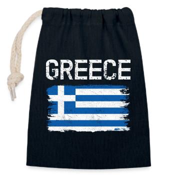 Distressed Greek Flag Graphic - Closable cotton gift bag (14x20cm) - navy - Front