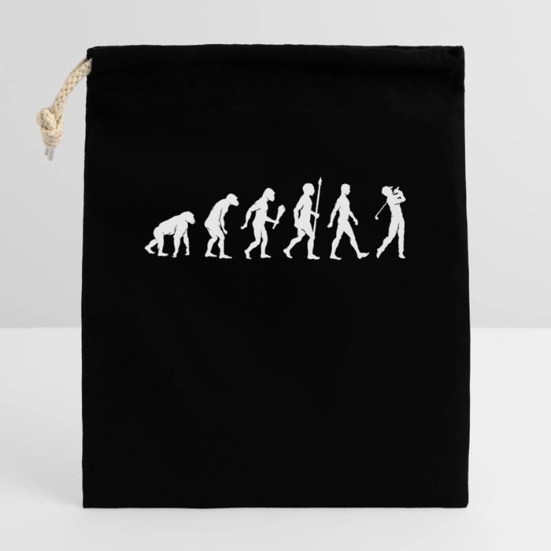 Golf Evolution drôle Idée cadeau de golf Sac cadeau en coton avec cordon (14 x 20 cm)