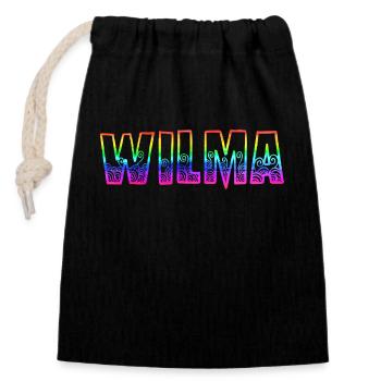 wilma rs regenbogen - Verschließbarer Geschenkbeutel aus Baumwolle (14x20cm) - Schwarz - Vorne