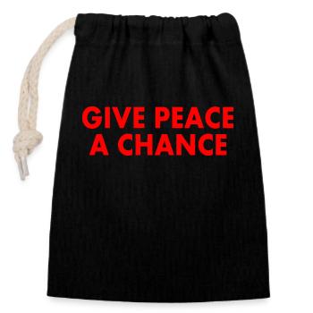 Give peace a chance - Verschließbarer Geschenkbeutel aus Baumwolle (14x20cm) - Schwarz - Vorne