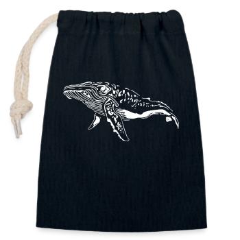 Whale Vintage Sea Creature - protéger contre le plastique - Sac cadeau en coton avec cordon (14 x 20 cm) - bleu marine - Devant