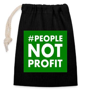 People not profit - Closable cotton gift bag (14x20cm) - black - Front