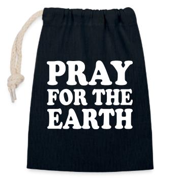 Pray for the earth - Sac cadeau en coton avec cordon (14 x 20 cm) - bleu marine - Devant