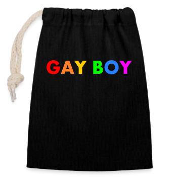 Gay boy - Closable cotton gift bag (14x20cm) - black - Front
