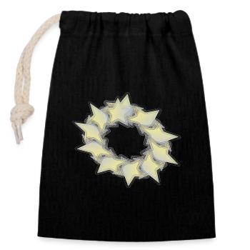 Pattern Star Circle effect - Closable cotton gift bag (14x20cm) - black - Front