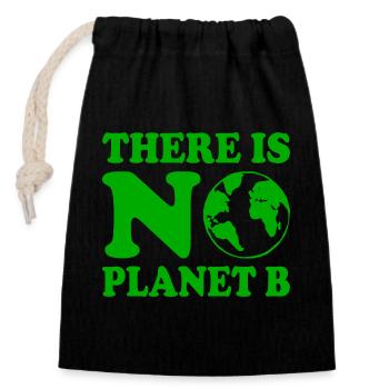 There is no planet b - Sac cadeau en coton avec cordon (14 x 20 cm) - noir - Devant