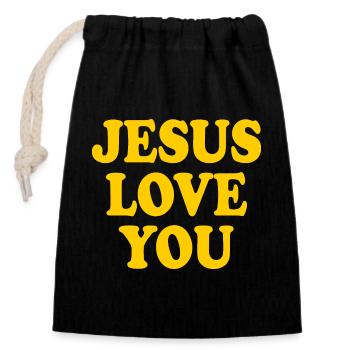 Jesus love you - Closable cotton gift bag (14x20cm) - black - Front