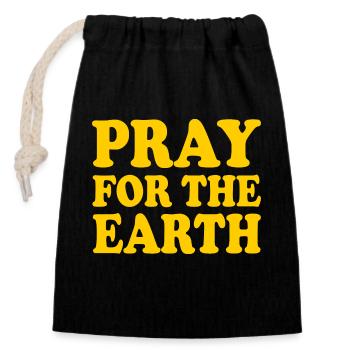 Pray for the earth - Sac cadeau en coton avec cordon (14 x 20 cm) - noir - Devant
