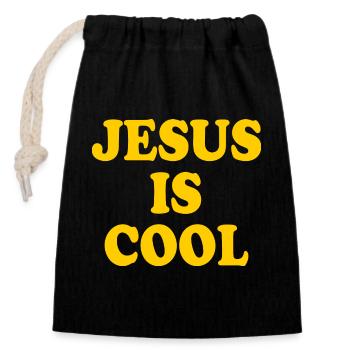 Jesus is cool - Closable cotton gift bag (14x20cm) - black - Front