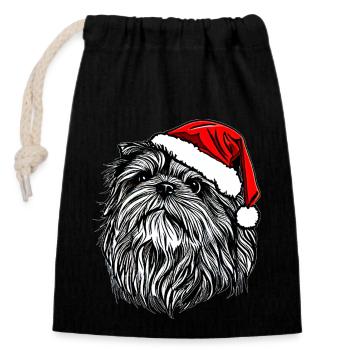Weihnachten Hund süß lustig Hunde Tier Welpe 4 - Verschließbarer Geschenkbeutel aus Baumwolle (14x20cm) - Schwarz - Vorne